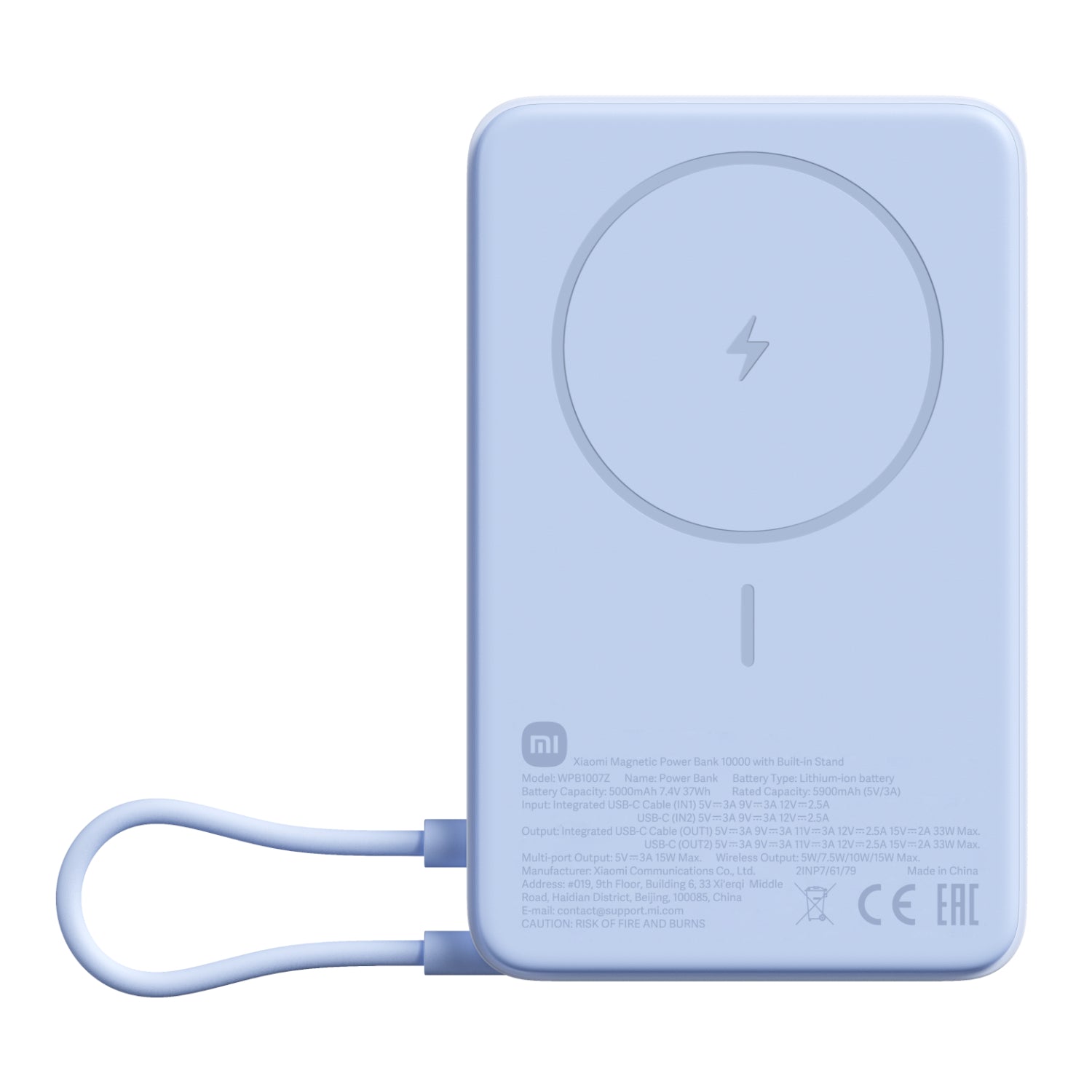 Xiaomi Magnetic Power Bank 10000mAh with Built-in Stand - Blue - Guards On Duty Shop & Security Guards
