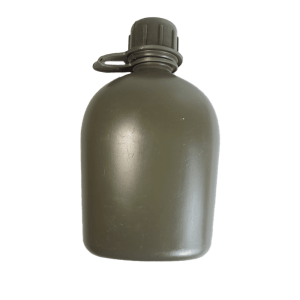 1L Green Army Water Bottle in Pouch with Shoulder Strap or Belt Strap