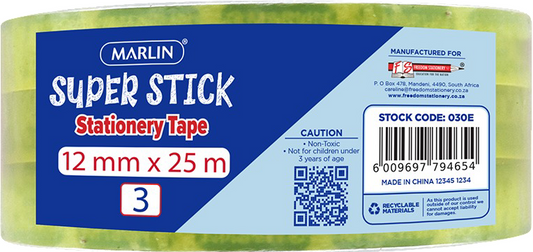 Marlin 3 Pack Super Stick Clear Tape
