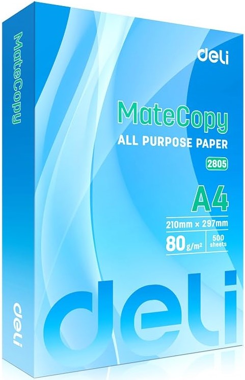 Deli MateCopy A4 5 Reams 80GSM White All Purpose Paper