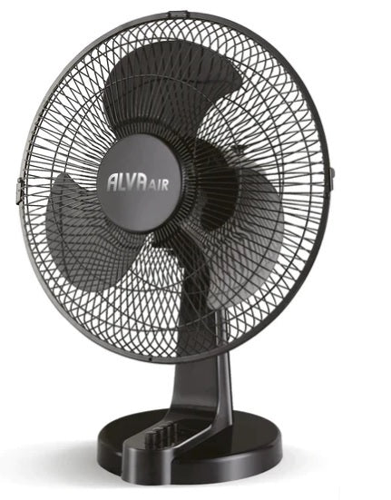 Alva Air 30cm Plastic Desk Fan Black Retail Box 1 year