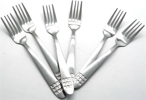 Casey Catering 6 Piece Stainless Steel Dinner Dessert Forks Square Design