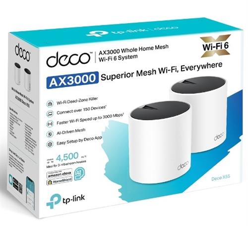 TP Link Deco X55 (2-pack) AX3000 Whole Home Mesh Wi-Fi 6 System