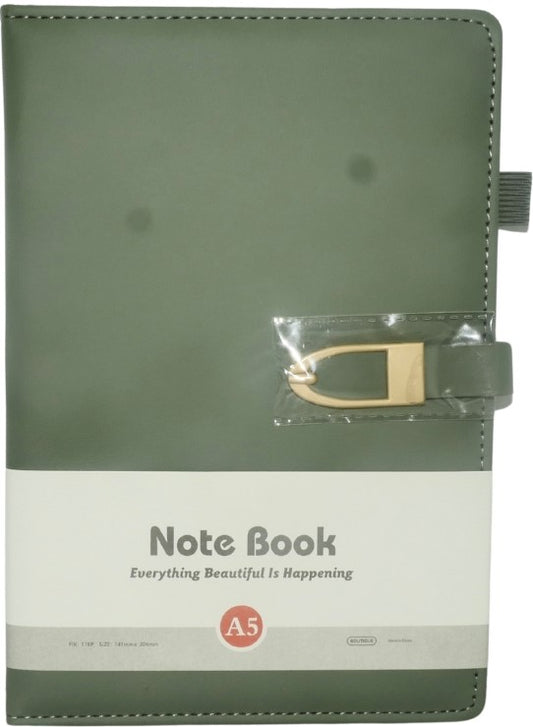Brainware A5 Green NoteBook With Magnetic Clip