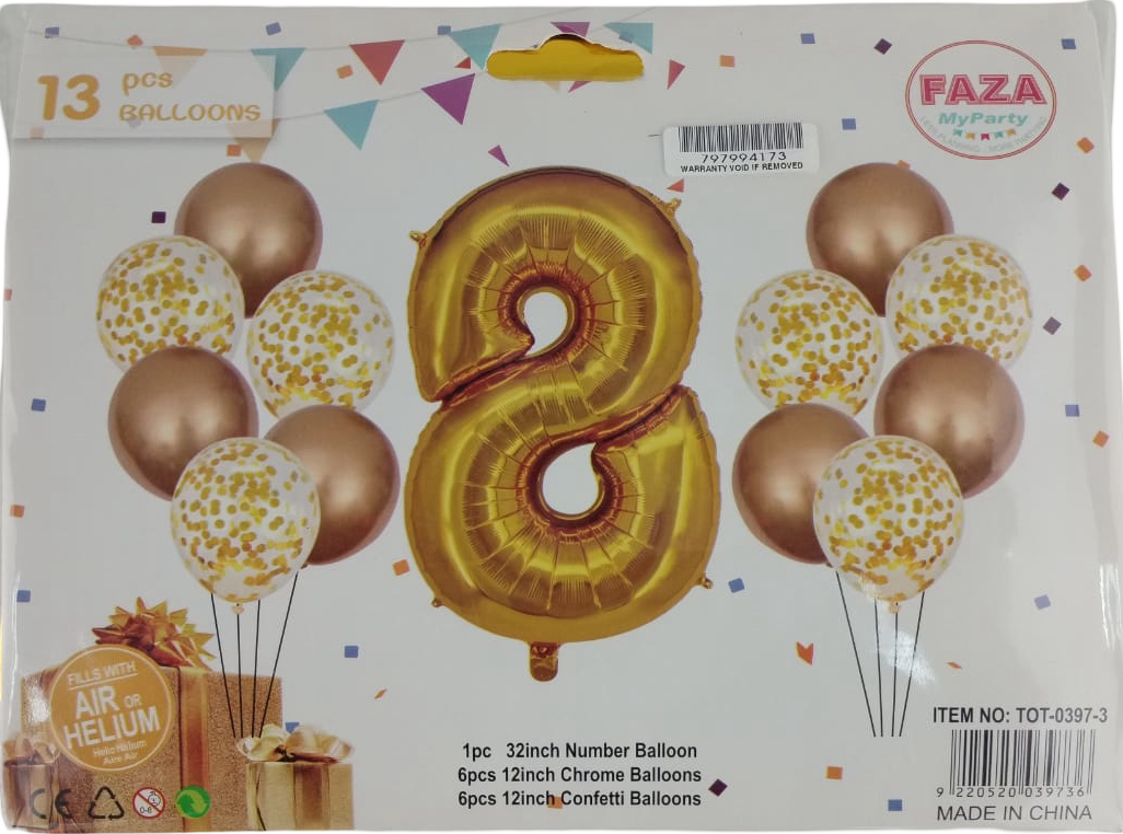 Casey 13pc Gold and White Balloon Set Nr 8