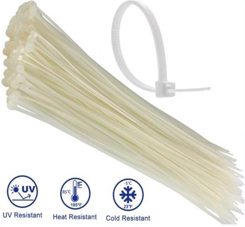 Noble 2.5 x 200mm Pack of 100 White Nylon Cable Ties