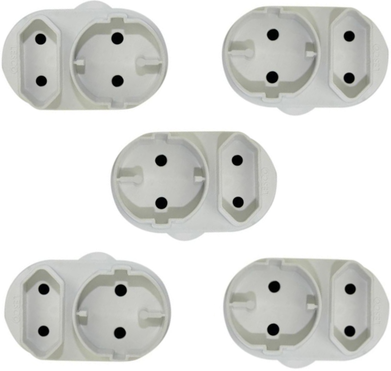 Noble 2 Pin European And Round Schuko Adaptor 5 Pack