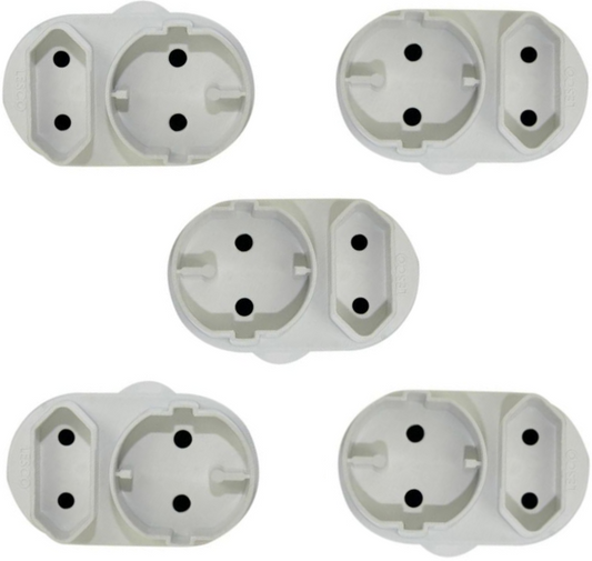 Noble 2 Pin European And Round Schuko Adaptor 5 Pack