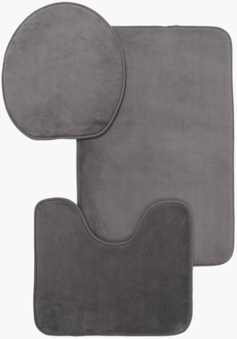 Casey 3 Piece Bathroom Mat Set Dark Grey
