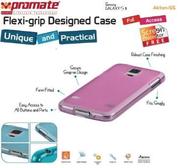 Promate Pink Akton S5 flexiGrip Protective Shell Case