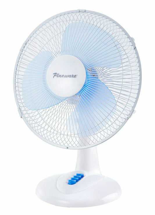 Pineware 30cm White Plastic Desktop Fan