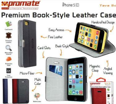 Promate Red Tava 5C Book Style Flip Case