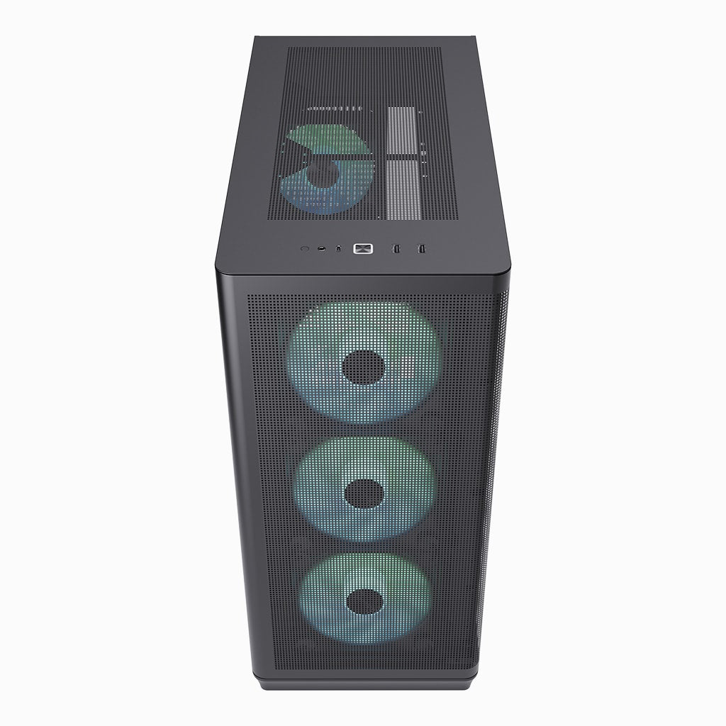 APNX C1-R premium Black mid-tower ATX case - 4x PWM ARGB Fan Included - 3x2.5'' or 3x 3.5'' - 360mm radiator - BTF Compatible.