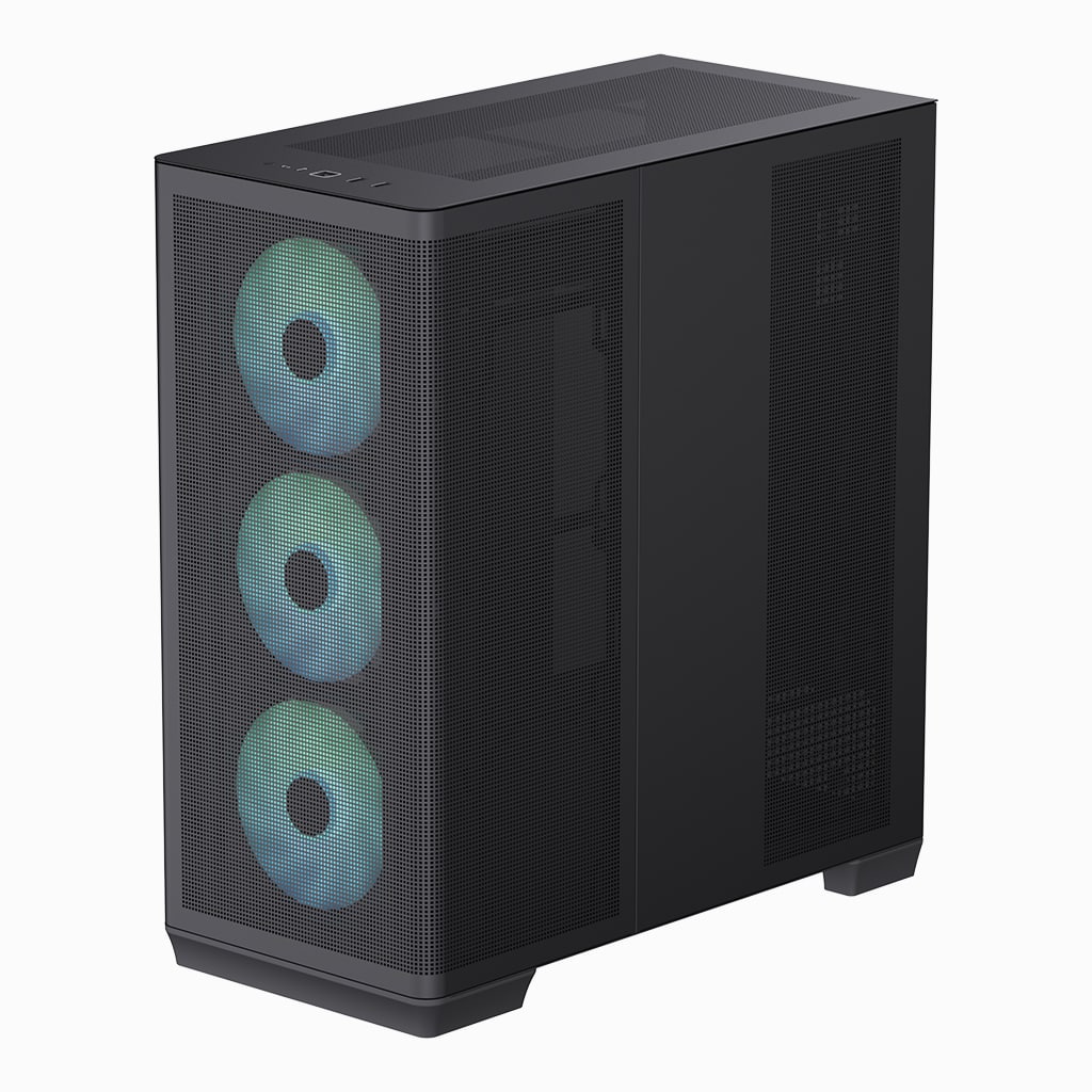APNX C1-R premium Black mid-tower ATX case - 4x PWM ARGB Fan Included - 3x2.5'' or 3x 3.5'' - 360mm radiator - BTF Compatible.