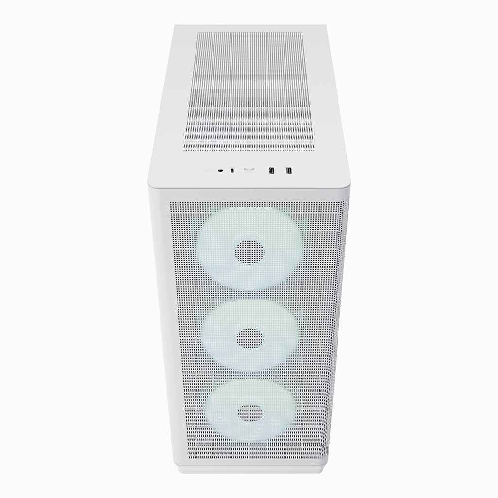 APNX C1-R premium White mid-tower ATX case - 4x PWM ARGB Fan Included - 3x2.5'' or 3x 3.5'' - 360mm radiator - BTF Compatible.