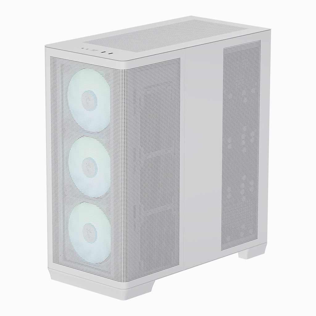 APNX C1-R premium White mid-tower ATX case - 4x PWM ARGB Fan Included - 3x2.5'' or 3x 3.5'' - 360mm radiator - BTF Compatible.