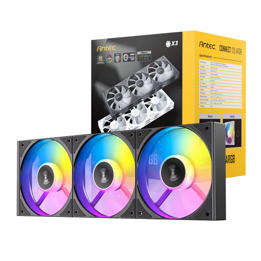 Antec Connect 120 ARGB PWM Fan 3 Pack - Black - Guards On Duty Shop & Security Guards