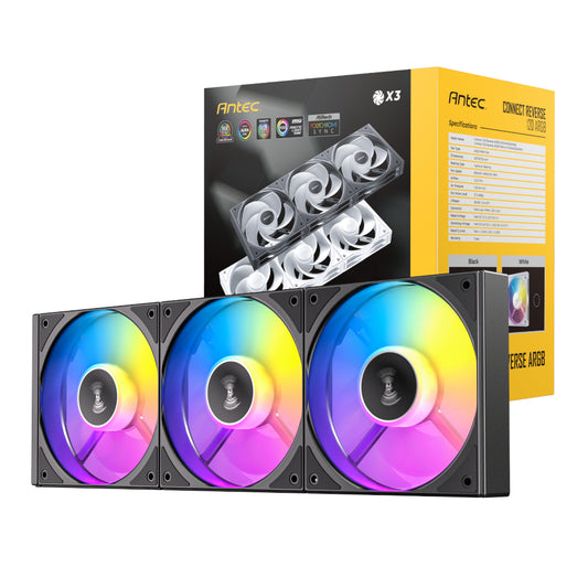 Antec Connect 120 Reverse ARGB PWM Fan 3 Pack - Black - Guards On Duty Shop & Security Guards
