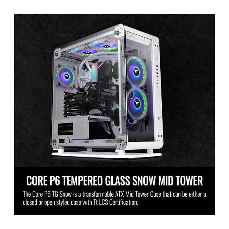 Thermaltake CA-1V2-00M6WN-00 - TT CASE Core P6 TG Snow/White/Wall Mount/SPCC/4mm Tempered Glass*3