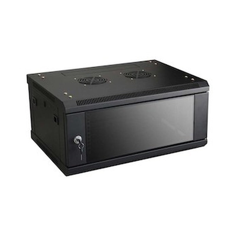Cabinets CA102-1B - Cabinet 4U Wall Box Swingframe Collar 400x100mm excl Fan & Power Black