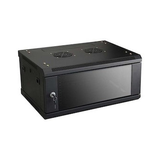 Cabinets CA102-1B - Cabinet 4U Wall Box Swingframe Collar 400x100mm excl Fan & Power Black