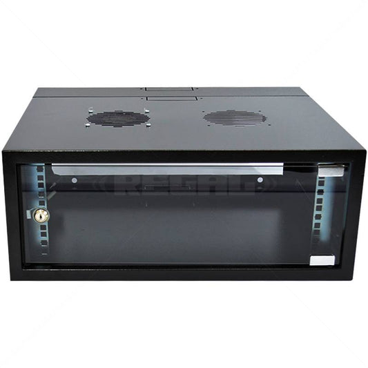 Cabinet 4U Wall Box Swingframe Collar 400x100mm incl Fan & Power Black