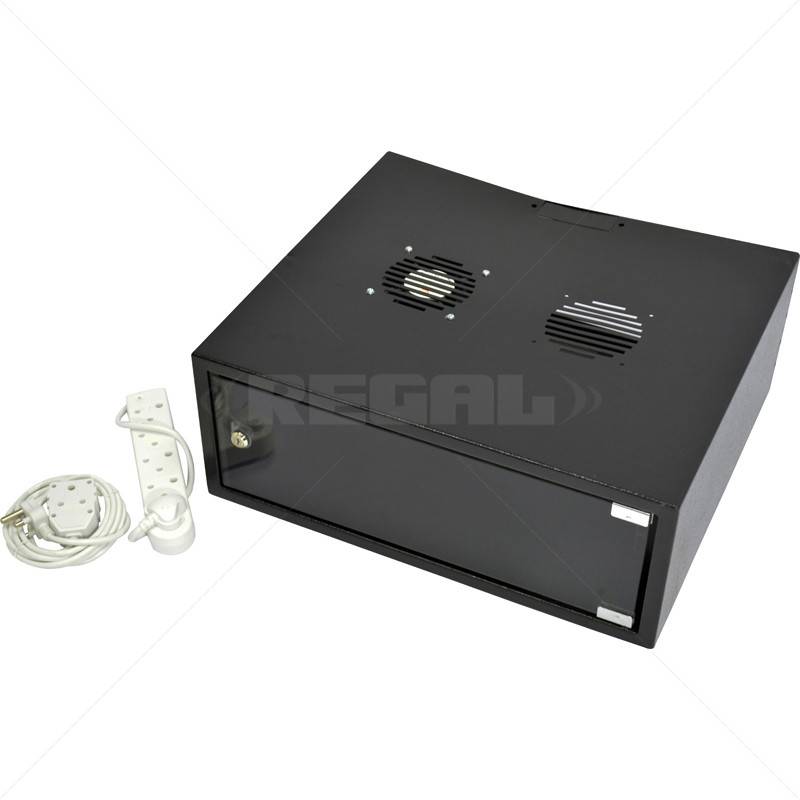 Cabinet 4U Wall Box Solid 500mm incl Fans & Power