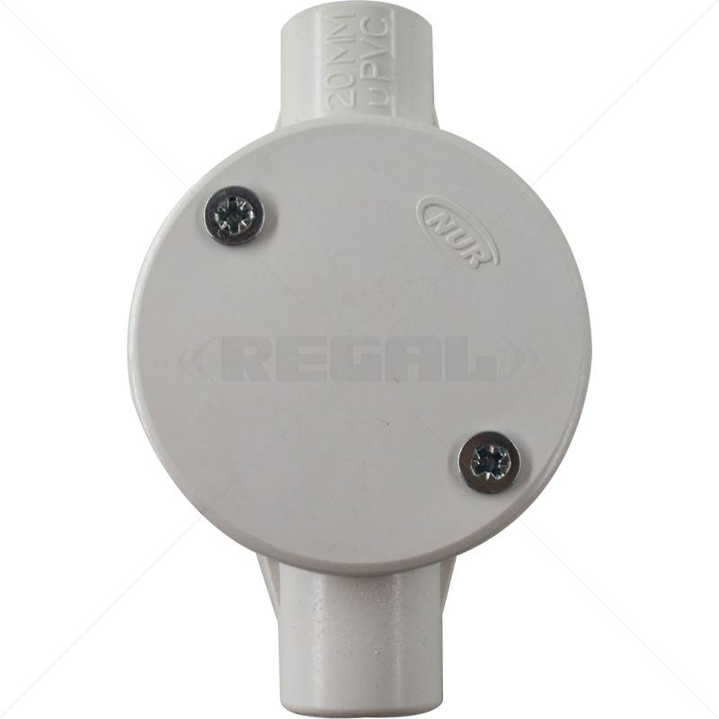 Conduit PVC - 20mm 2-Way Box with Lid and Screws