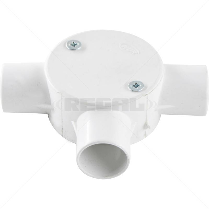 Conduit PVC - 25mm 3-Way Box with Lid and Screws