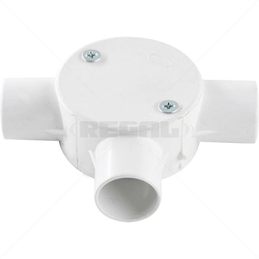 Conduit PVC - 25mm 3-Way Box with Lid and Screws