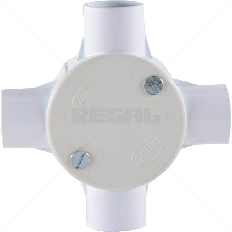 Conduit PVC - 25mm 4-Way Box with Lid and Screws