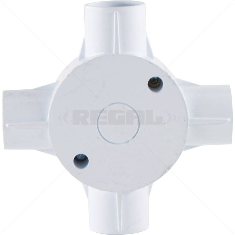 Conduit PVC - 25mm 4-Way Box with Lid and Screws