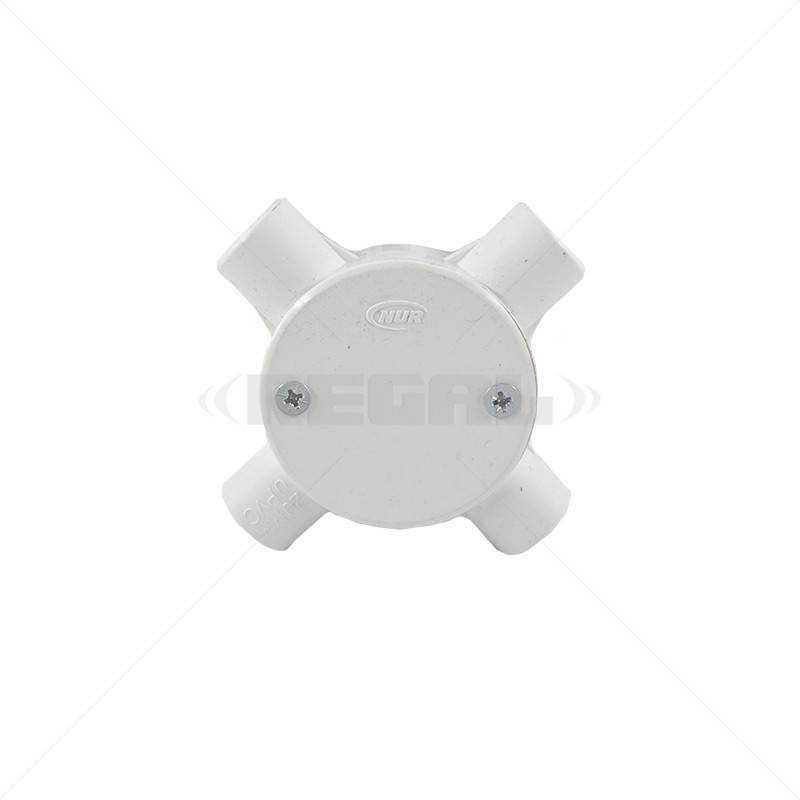 Conduit PVC - 20mm 4-Way Box with Lid and Screws