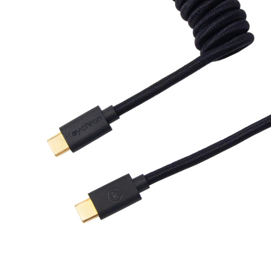 Keychron Coiled Aviator Cable - Black/Straight - Guards On Duty Shop & Security Guards