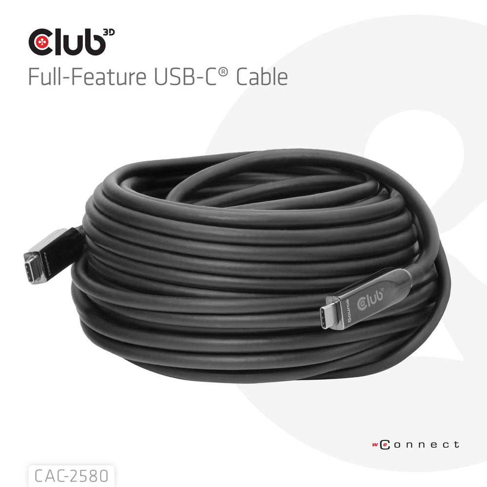 15m 8k 60hz 10gbps 60w Usb-c Aoc Cable — CLUB3D | Guards on Duty Shop