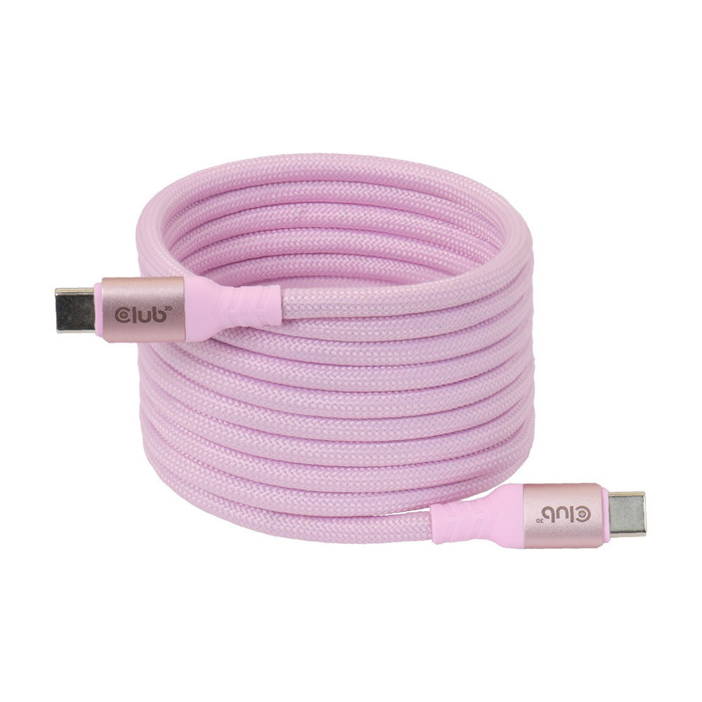 2m Usb-c Magnetic Coil 240w Pd3.1 Cable, Pink — CLUB3D | Guards on Duty Shop