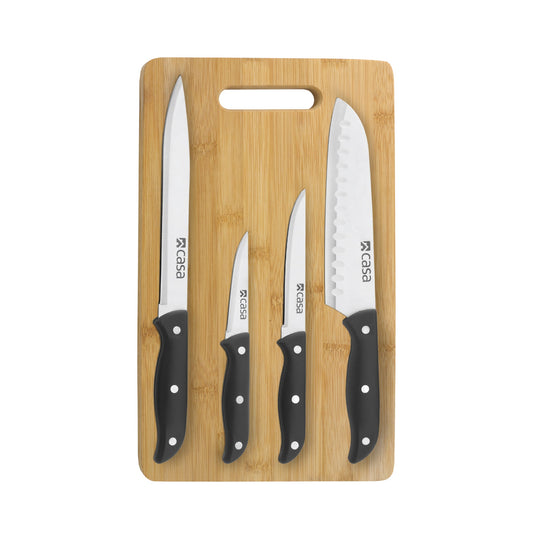 CASA Verona 5-Piece Knife Set with Bamboo Cutting Board - Guards On Duty Shop & Security Guards