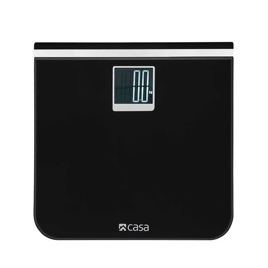 CASA Digital Bathroom Scale - Glass Platform - Black - Large LCD Display