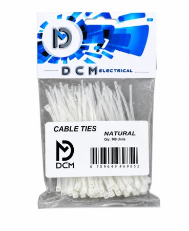 Dcm 100 X 2.5mm Natural Cable Ties (20 Pack)