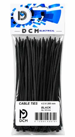 Dcm 300 X 4.8mm Blk Cable Ties 10 / Pkt (20 Pack)