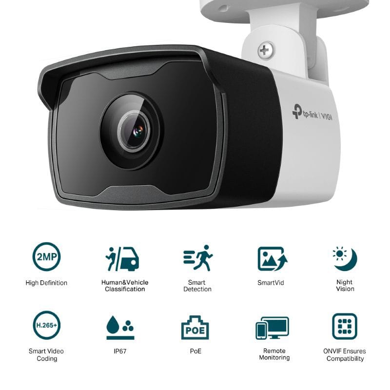 VIGI 2MP Outdoor Bullet IP Camera 2.8mm lens, IR 50m, PoE