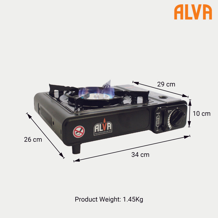 Alva Single Burner Butane Canister Stove + Carry Case - Alva Single Burner Butane Canister Stove