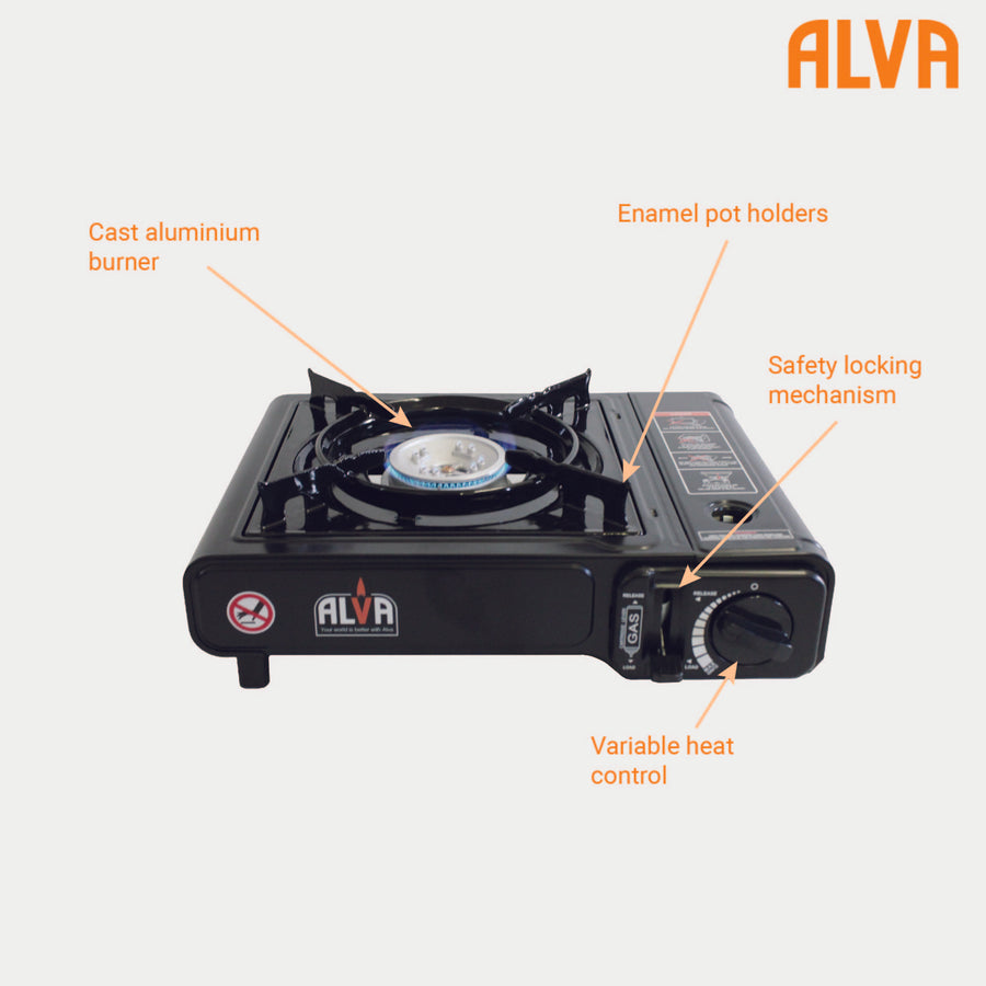 Alva Single Burner Butane Canister Stove + Carry Case - Alva Single Burner Butane Canister Stove