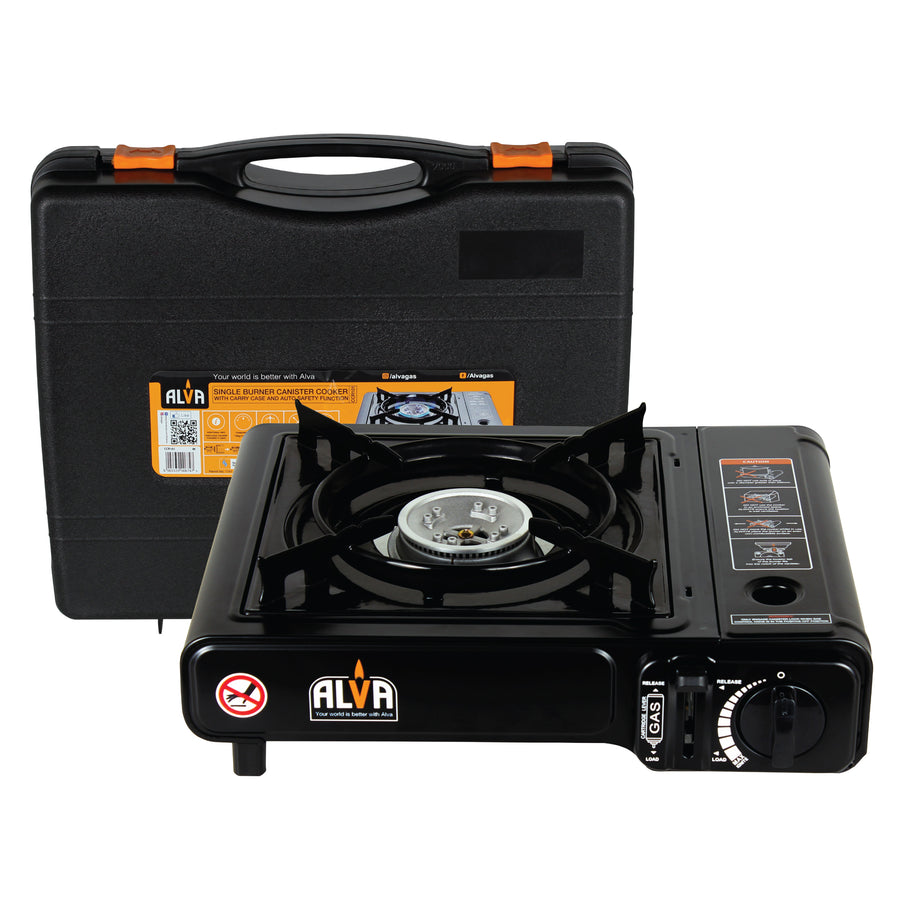Alva Single Burner Butane Canister Stove + Carry Case - Alva Single Burner Butane Canister Stove