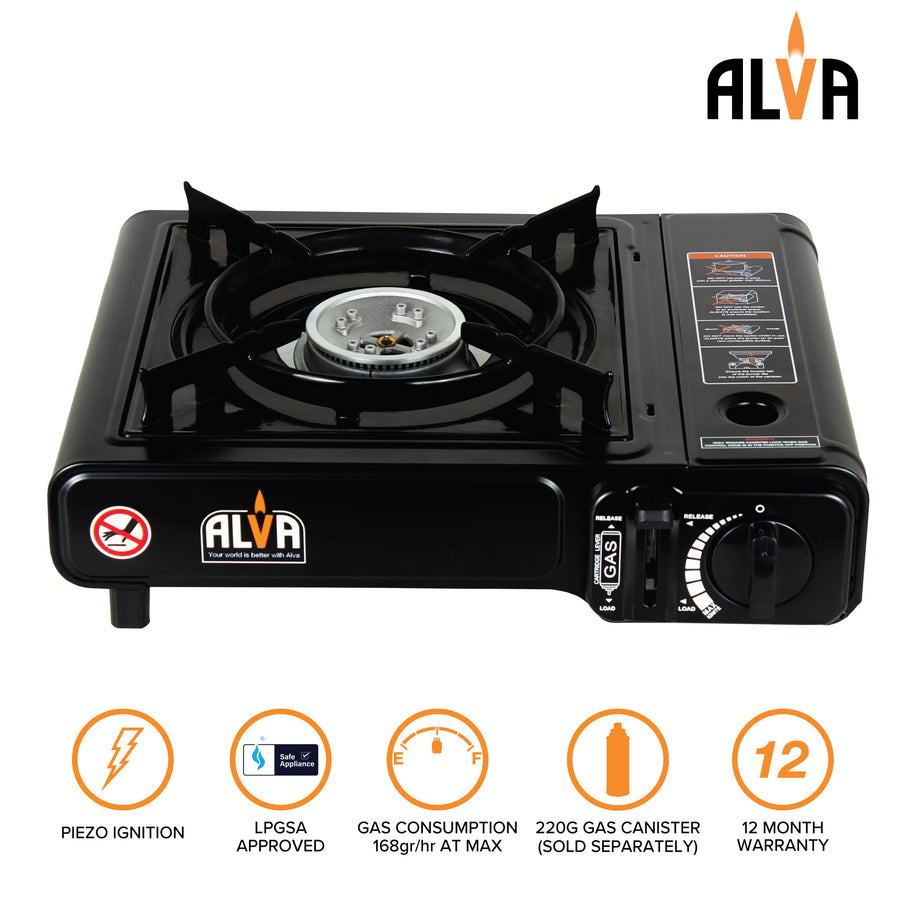 Alva Single Burner Butane Canister Stove + Carry Case - Alva Single Burner Butane Canister Stove