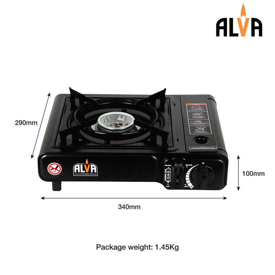 Alva Single Burner Butane Canister Stove + Carry Case - Alva Single Burner Butane Canister Stove