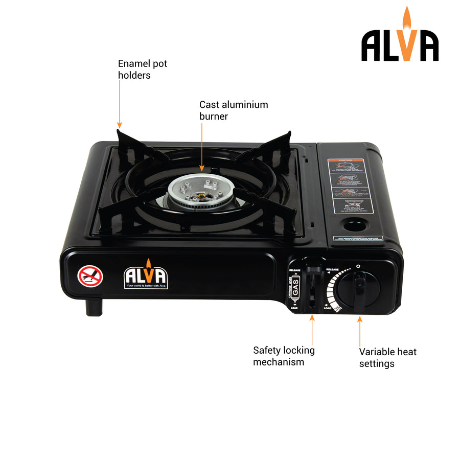 Alva Single Burner Butane Canister Stove + Carry Case - Alva Single Burner Butane Canister Stove