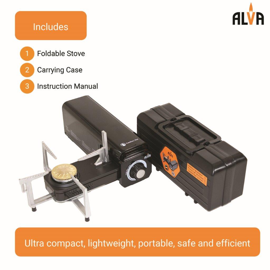 Alva Mini Fold-Up Butane Canister Camping Stove - Alva Mini Fold-Up Camping Stove