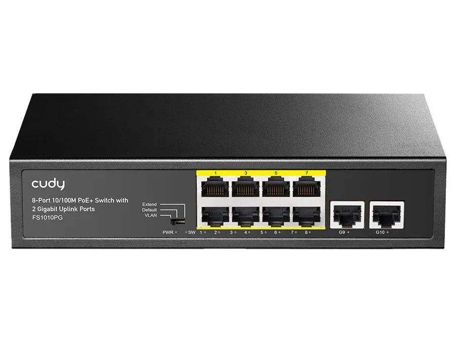 Cudy 8 Port Fast Ethernet PoE 115W 2 Gigabit Switch | FS1010PG Guards On Duty Security