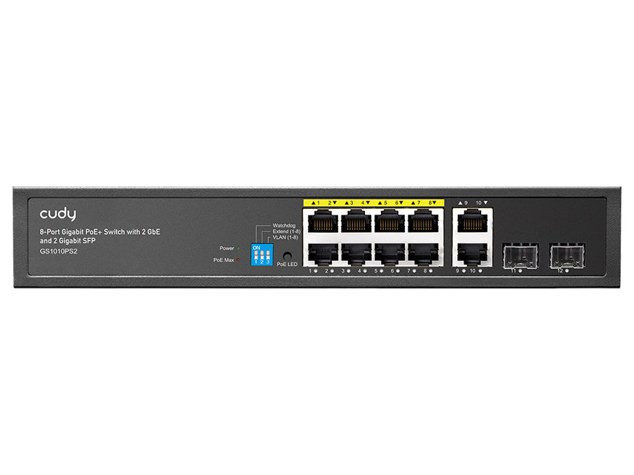 Cudy 8 Port Gigabit PoE 110W 2SFP 2 Gigabit Ethernet Switch | GS1010PS2 - Guards On Duty Shop & Security Guards